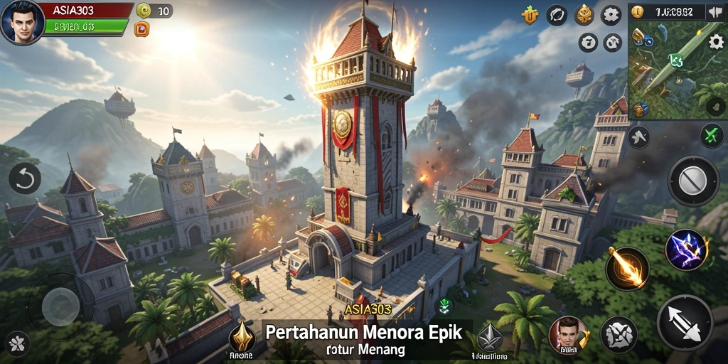 Gameplay seru ASIA303 dalam mode Tower Defense.