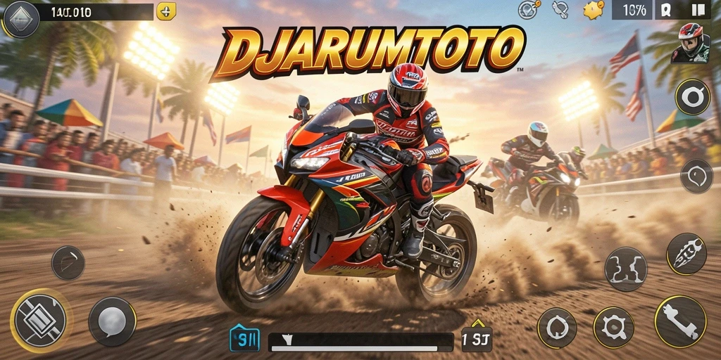 Tampilan mendebarkan gameplay balapan motor di DJARUMTOTO.