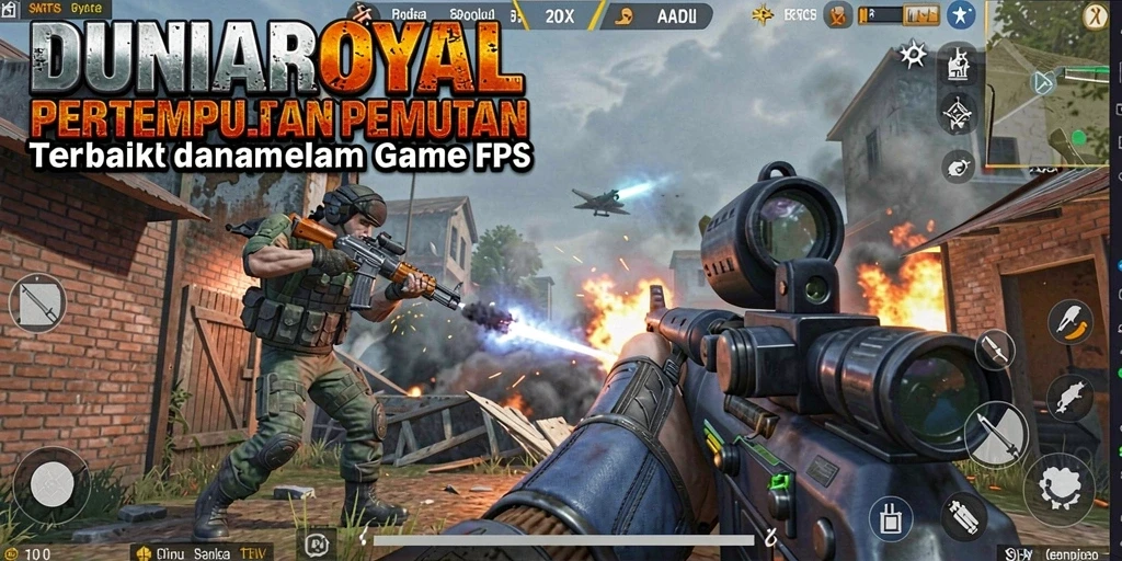 Tangkapan layar DUNIAROYAL menampilkan aksi tembak-menembak yang intens.
