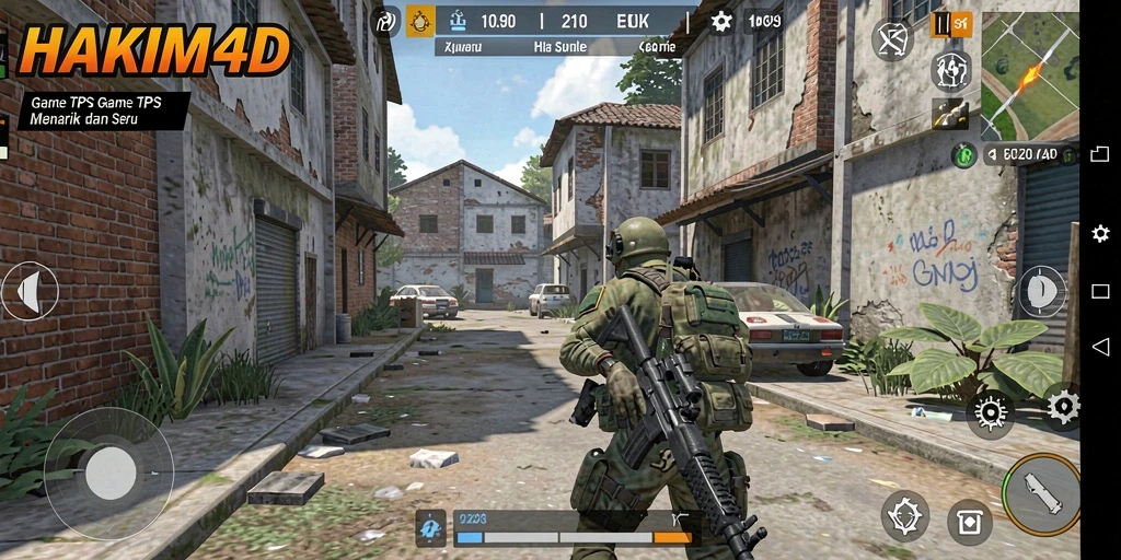 Screenshot HAKIM4D menampilkan momen intens gameplay TPS.