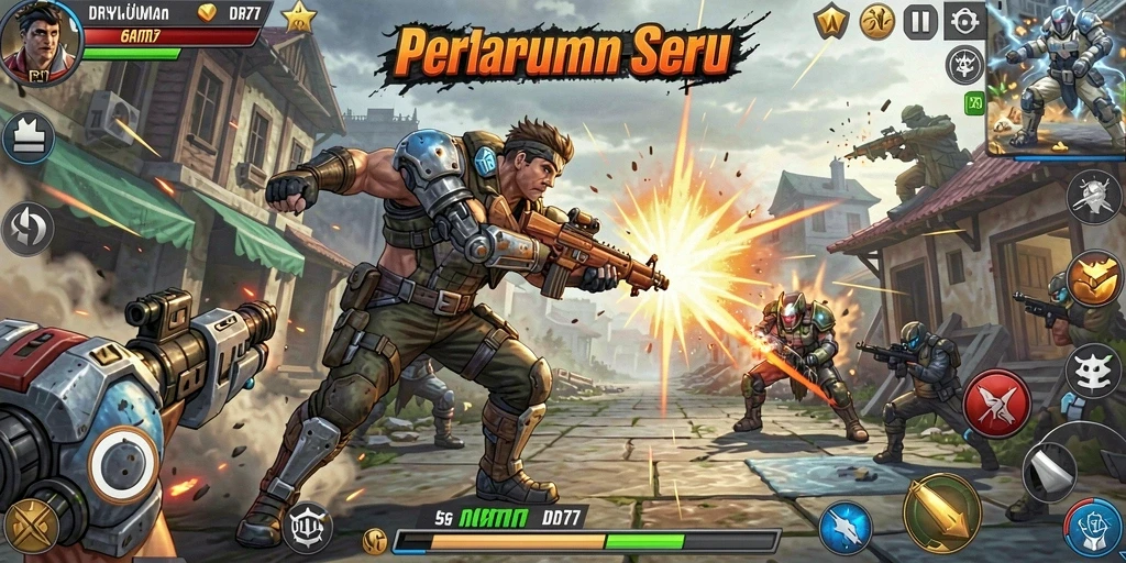 Tampilan gameplay yang mendebarkan di IDR77 saat bertarung.