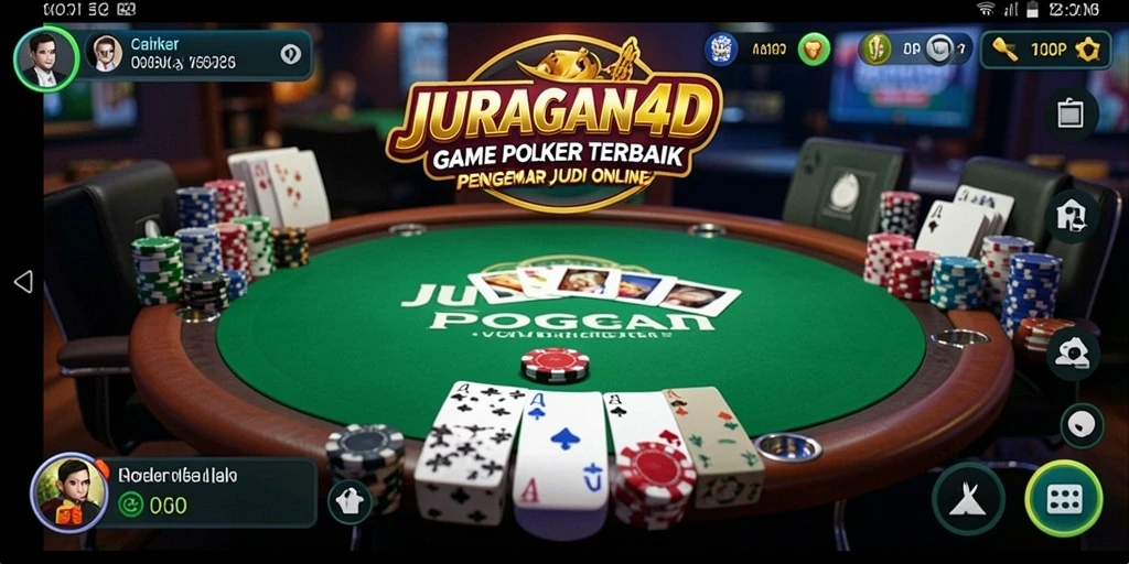 Tampilan antarmuka permainan Poker di JURAGAN4D yang menarik dan interaktif.