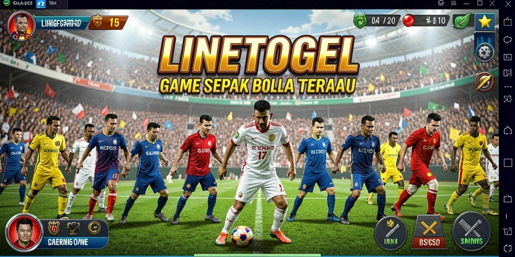 Tangkapan layar gameplay <strong>LINETOGEL</strong> menampilkan aksi seru di lapangan sepak bola.