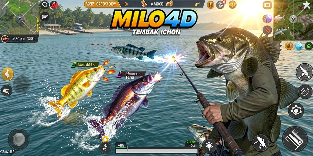 Tampilan gameplay menegangkan dari MILO4D saat memburu ikan.