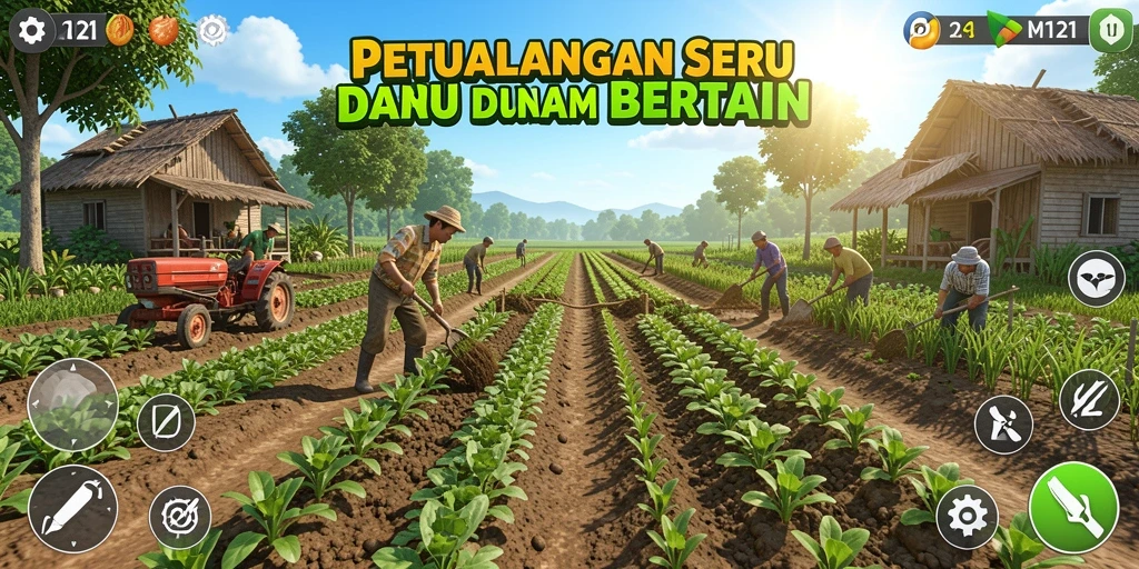 Gameplay MPO2121 yang menarik dengan elemen bertani yang seru.