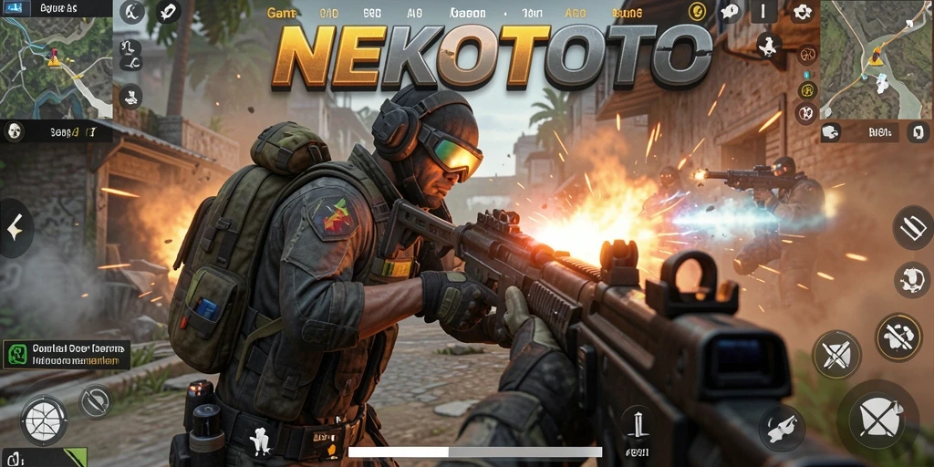 Screenshot gameplay NEKOTOTO yang menampilkan pertempuran intens.
