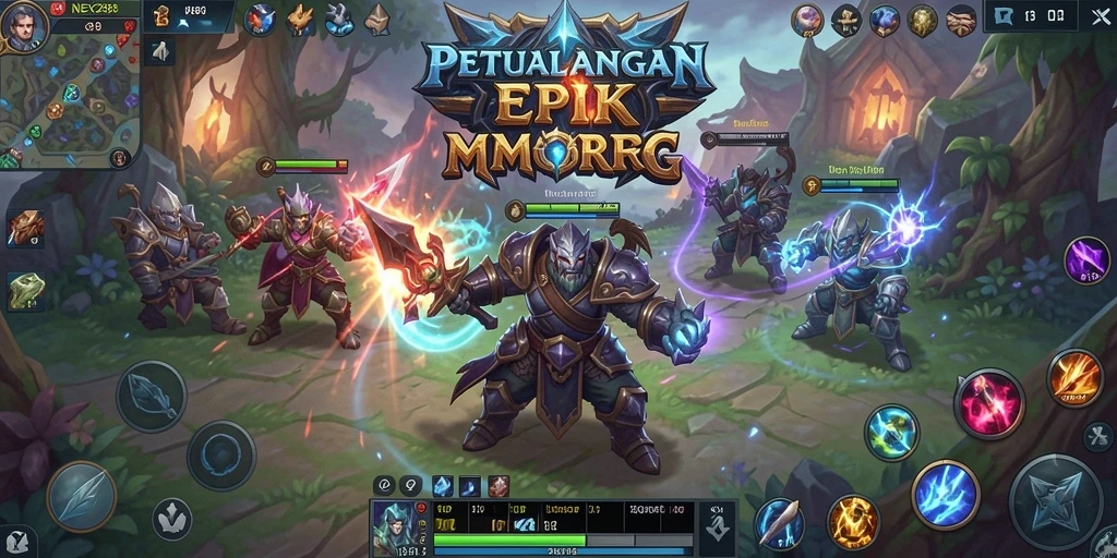 Screenshot gameplay NEX288 menampilkan aksi pertempuran epik dalam dunia MMORPG.