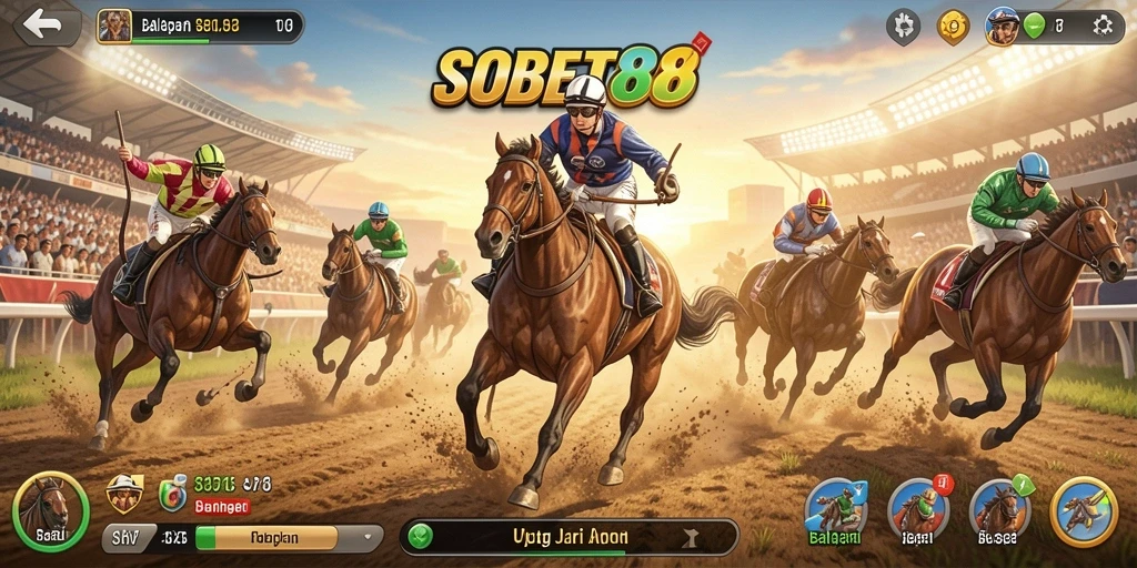 Tampilan permainan balap yang mendebarkan dan penuh aksi dari SOBET88.
