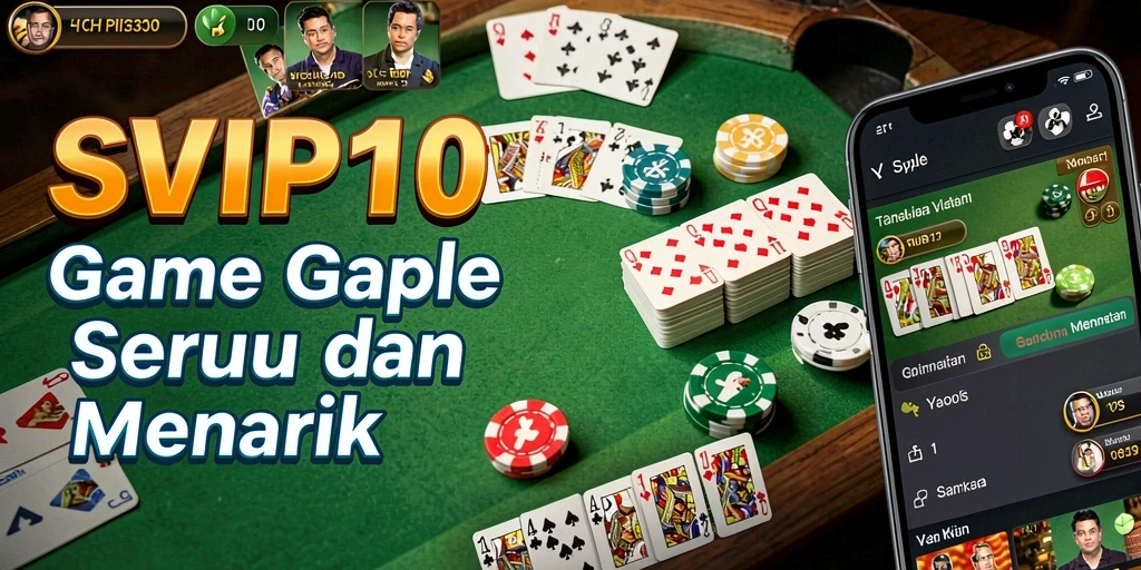 Screenshot menunjukkan gameplay seru dalam <strong>SVIP10</strong> saat pemain bermain gaple.