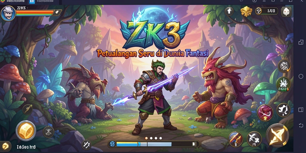 Tampilan gameplay ZK3 yang memukau dan penuh warna.